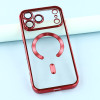Electroplated Clear MagSafe Case with Camera Lens Protector for iPhone 17 Pro Max - Red
