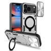 Superior Series Hybrid Case with Ring Stand and Camera Lens Cover for iPhone 17 Pro Max - Silver