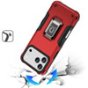 Military Grade Shockproof Hybrid Armor Case with Ring Grip for iPhone 17 Pro Max - Red