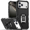 Military Grade Shockproof Hybrid Armor Case with Ring Grip for iPhone 17 Pro - Black