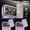 Dual Layer Magnetic Ring Case with Rotating Stand and Privacy Camera Cover for iPhone 17 Pro Max - Purple