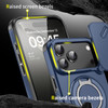 Dual Layer Magnetic Ring Case with Rotating Stand and Privacy Camera Cover for iPhone 17 Pro - Blue