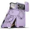 Dual Layer Magnetic Ring Case with Rotating Stand and Privacy Camera Cover for iPhone 17 Pro - Purple