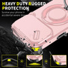 Dual Layer Magnetic Ring Case with Rotating Stand and Privacy Camera Cover for iPhone 17 Pro - Pink