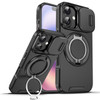 Dual Layer Magnetic Ring Case with Rotating Stand and Privacy Camera Cover for iPhone 17 - Black