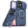 Dual Layer Magnetic Ring Case with Rotating Stand and Privacy Camera Cover for iPhone 17 - Blue