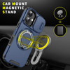 Dual Layer Magnetic Ring Case with Rotating Stand and Privacy Camera Cover for iPhone 17 - Blue