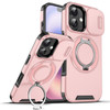 Dual Layer Magnetic Ring Case with Rotating Stand and Privacy Camera Cover for iPhone 17 - Pink
