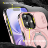 Dual Layer Magnetic Ring Case with Rotating Stand and Privacy Camera Cover for iPhone 17 - Pink