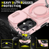 Dual Layer Magnetic Ring Case with Rotating Stand and Privacy Camera Cover for iPhone 17 - Pink