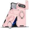 Dual Layer Magnetic Ring Case with Rotating Stand and Privacy Camera Cover for iPhone Air - Pink