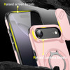 Dual Layer Magnetic Ring Case with Rotating Stand and Privacy Camera Cover for iPhone Air - Pink