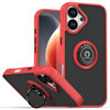 Transparent Hybrid Case with Ring Grip for iPhone 17 - Red