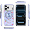 Circular Series Hybrid Case with Rotating Ring Stand for iPhone 17 Pro Max - Flowers Purple