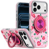 Circular Series Hybrid Case with Rotating Ring Stand for iPhone 17 Pro Max - Flowers Pink