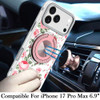 Circular Series Hybrid Case with Rotating Ring Stand for iPhone 17 Pro Max - Floral