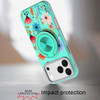 Circular Series Hybrid Case with Rotating Ring Stand for iPhone 17 Pro Max - Flowers Teal