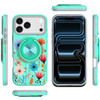 Circular Series Hybrid Case with Rotating Ring Stand for iPhone 17 Pro Max - Flowers Teal