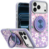 Circular Series Hybrid Case with Rotating Ring Stand for iPhone 17 Pro Max - Floral Purple