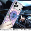 Circular Series Hybrid Case with Rotating Ring Stand for iPhone 17 Pro Max - Floral Purple