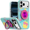 Circular Series Hybrid Case with Rotating Ring Stand for iPhone 17 Pro Max - Pineapple
