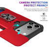 Military Grade All-In-One Ring Stand Card Case for iPhone 17 Pro Max - Red