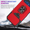 Military Grade All-In-One Ring Stand Card Case for iPhone 17 Pro Max - Red