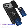 Military Grade All-In-One Ring Stand Card Case for iPhone 17 Pro - Black