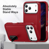Military Grade TUFF Hybrid Armor Case with Kickstand for iPhone 17 Pro Max - Red