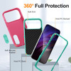 Military Grade TUFF Hybrid Armor Case with Kickstand for iPhone 17 Pro Max - Hot Pink Teal