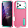 Military Grade TUFF Hybrid Armor Case with Kickstand for iPhone 17 Pro Max - Hot Pink Teal