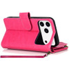 Leather Wallet Case with Zipper Pocket for iPhone 17 Pro - Hot Pink