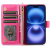 Leather Wallet Case with Zipper Pocket for iPhone 17 Pro - Hot Pink