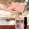Leather Wallet Case with Zipper Pocket for iPhone 17 Pro - Rose Gold