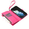 Leather Wallet Case with Zipper Pocket for iPhone 17 - Hot Pink