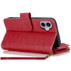 Leather Wallet Case with Zipper Pocket for iPhone 17 - Red