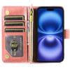 Leather Wallet Case with Zipper Pocket for iPhone 17 - Rose Gold