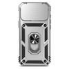 Military Grade Hybrid Case with Ring Grip and Camera Lens Protector for iPhone 17 Pro Max - Silver