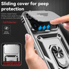 Military Grade Hybrid Case with Ring Grip and Camera Lens Protector for iPhone 17 Pro Max - Silver