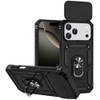 Military Grade Hybrid Case with Ring Grip and Camera Lens Protector for iPhone 17 Pro - Black
