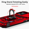 Military Grade Hybrid Case with Ring Grip and Camera Lens Protector for iPhone 17 - Red