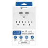 iHome UL Certified 3 AC Outlets + 2 USB-A Ports Wall Charger - White