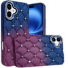 Floral Joy Diamond Crystal TPU Case for iPhone 17 - Dark Blue Burgundy