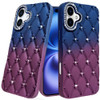 Floral Joy Diamond Crystal TPU Case for iPhone 17 - Dark Blue Burgundy