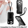 Military Grade All-In-One Hybrid Case with Card Pocket, Kickstand and Hand Strap for iPhone 17 Pro Max - Black