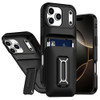 Military Grade All-In-One Hybrid Case with Card Pocket, Kickstand and Hand Strap for iPhone 17 Pro - Black