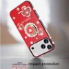Four-Leaf Clover Diamond Rhinestone Case with Ring Grip for iPhone 17 Pro Max - Red