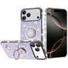 Four-Leaf Clover Diamond Rhinestone Case with Ring Grip for iPhone 17 Pro Max - Purple