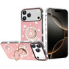 Four-Leaf Clover Diamond Rhinestone Case with Ring Grip for iPhone 17 Pro Max - Pink