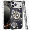 Four-Leaf Clover Diamond Rhinestone Case with Ring Grip for iPhone 17 Pro - Black